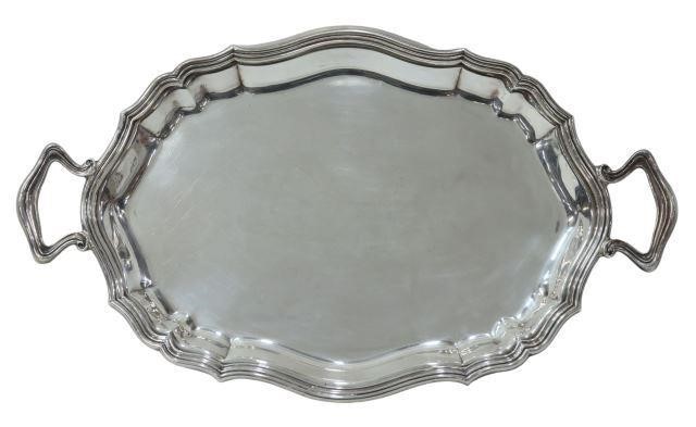 Appraisal: Large Peruvian sterling silver butler's tray Camusso th c dual