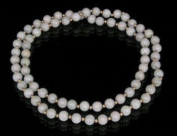 Appraisal: A Jade Bead Necklace This necklace consists of seventy three