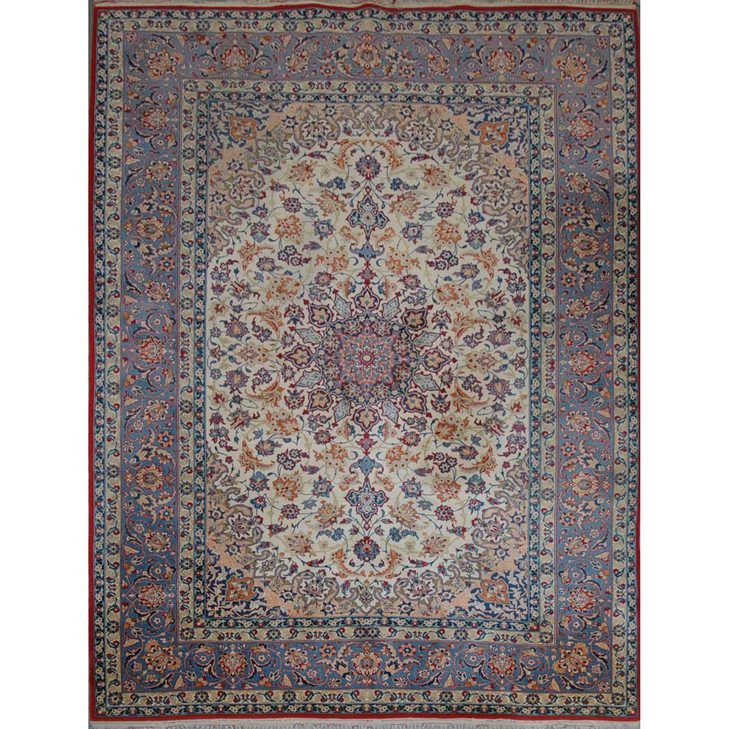 Appraisal: Silk Warp Isfahan Rug Central Iran second half of the