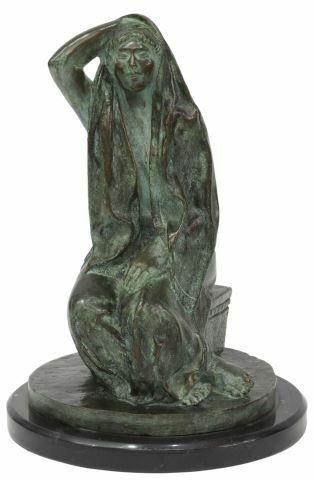 Appraisal: Verdigris bronze sculpture Mexican Woman with Rebozo signed in cast