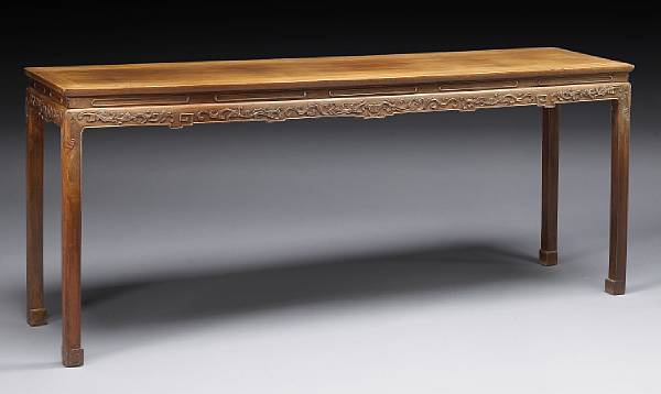 Appraisal: A huali painting table Qing Dynasty Of elongated rectangular form