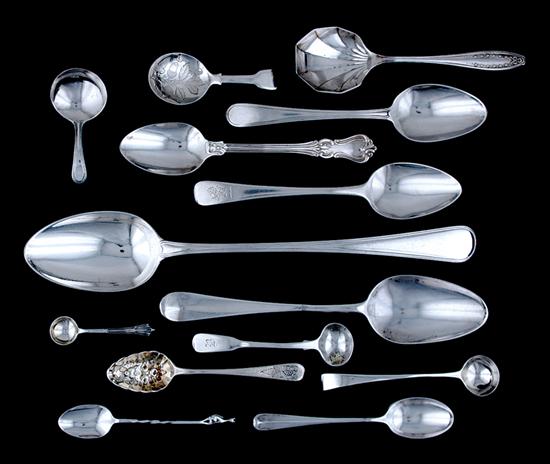 Appraisal: Georgian sterling serving pieces and spoons George III sterling rice