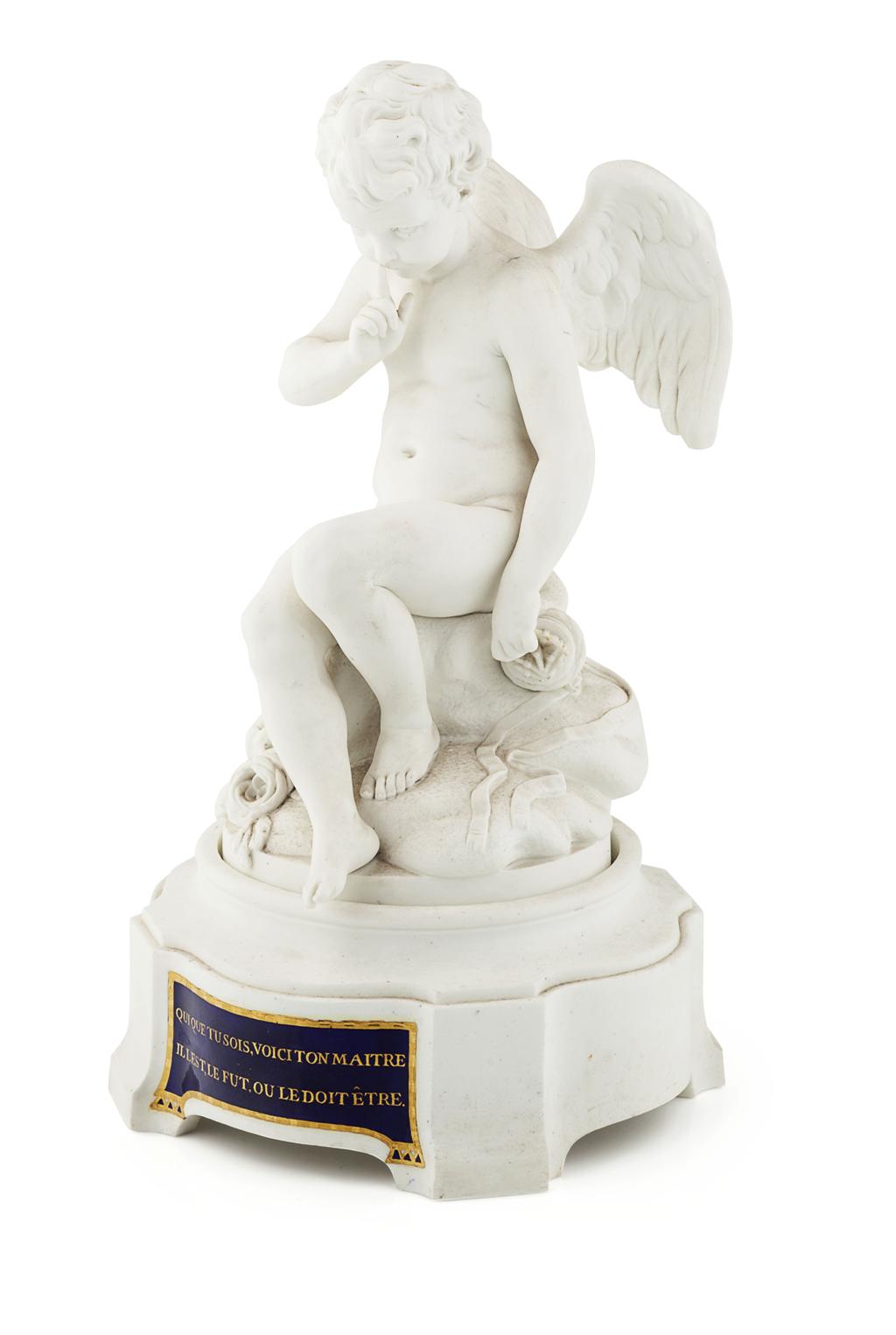 Appraisal: SEVRES BISQUE FIGURE OF L'AMOUR MENACANT AFTER ETIENNE-MAURICE FALCONET TH