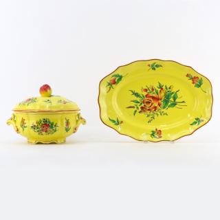 Appraisal: Elysse by Luneville Louis XV Yellow Faience Pottery Covered Tureen