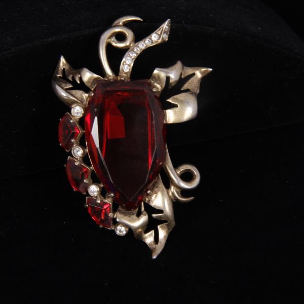 Appraisal: Eisenberg Original Sterling Vermeil Ruby Red Jewel Fur Clip Small