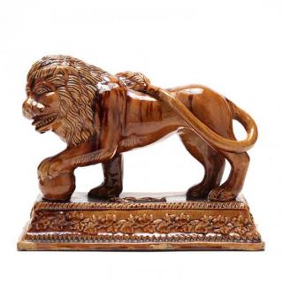 Appraisal: Antique Staffordshire Lion Commemorating the Victory at Waterloo mid- th