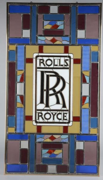 Appraisal: Rolls Royce Decorative Stained Glass Panel This leaded glass window