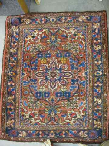 Appraisal: Lillihan or Sarouk Persian Handmade Mat elaborate floral red field