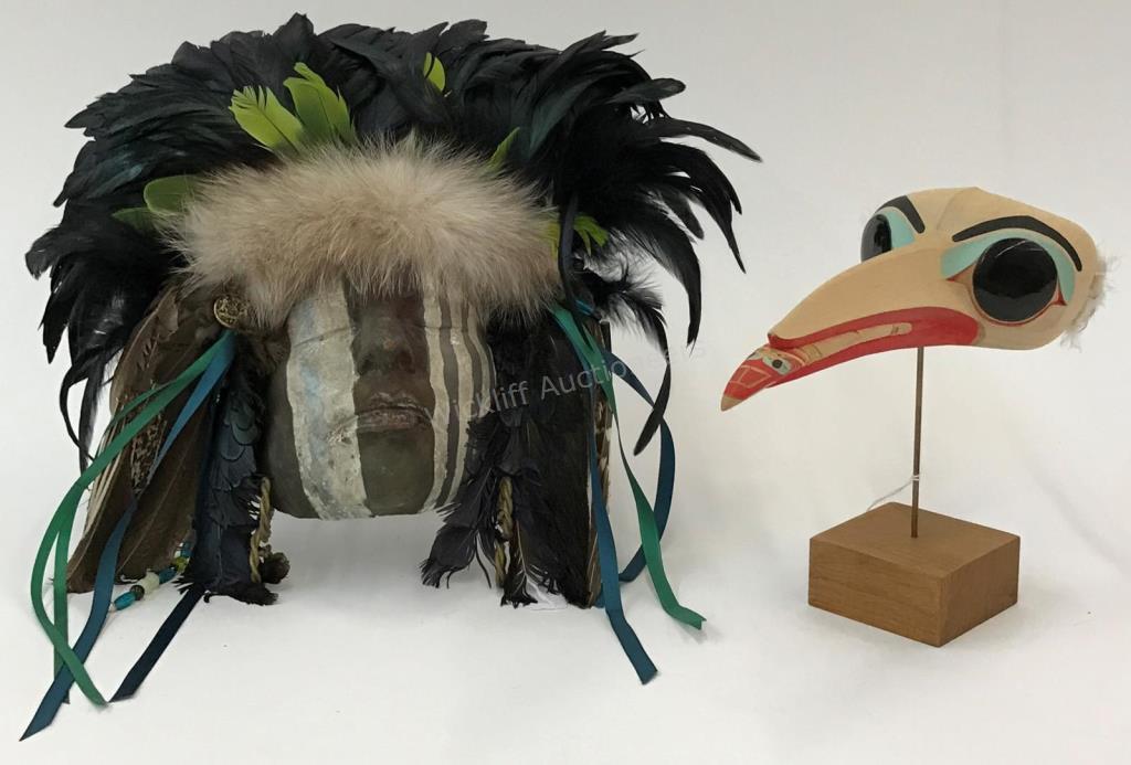 Appraisal: Two Native American Masks Pacific Northwest Indian mosquito mask depicting