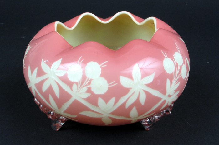 Appraisal: THOMAS WEBB SONS ART GLASS FOOTED BOWL with an intaglio