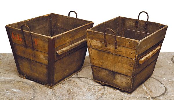 Appraisal: TWO FRENCH WOODEN GRAPE PICKERS BINS HEIGHT X WIDTH X