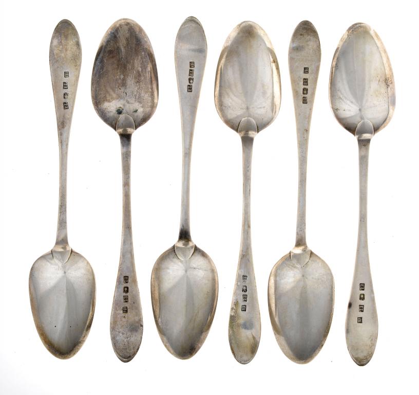 Appraisal: DUNDEE A SET OF SIX SCOTTISH PROVINCIAL GEORGE III TABLESPOONS