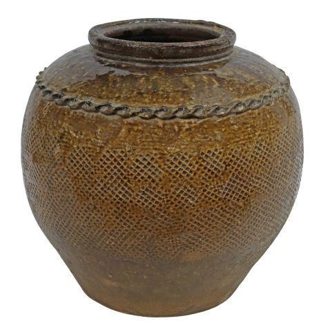 Appraisal: Chinese Han Dynasty style glazed earthenware pot the body with