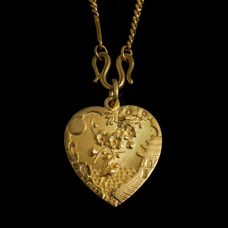 Appraisal: Chinese k Yellow Gold Necklace and Pendant k yellow gold