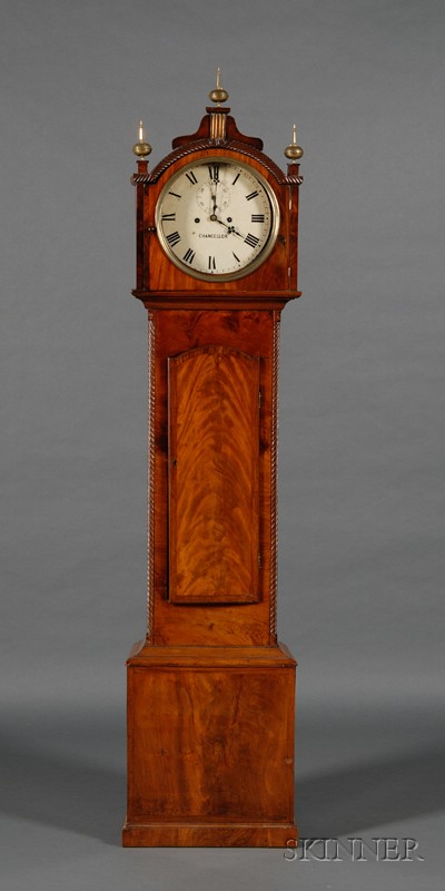 Appraisal: Scottish Rosewood-crossbanded Mahogany Long Case Clock mid th century arched