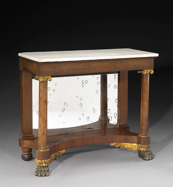 Appraisal: A Classical parcel gilt mahogany marble top pier table Boston