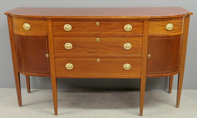 Appraisal: - Baltimore Hepplewhite style inlaid mahogany sideboard with D-shaped top