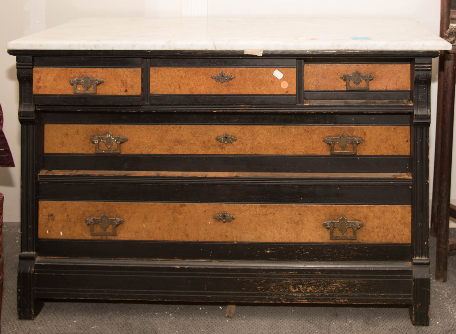 Appraisal: Eastlake style marble top chest of drawers