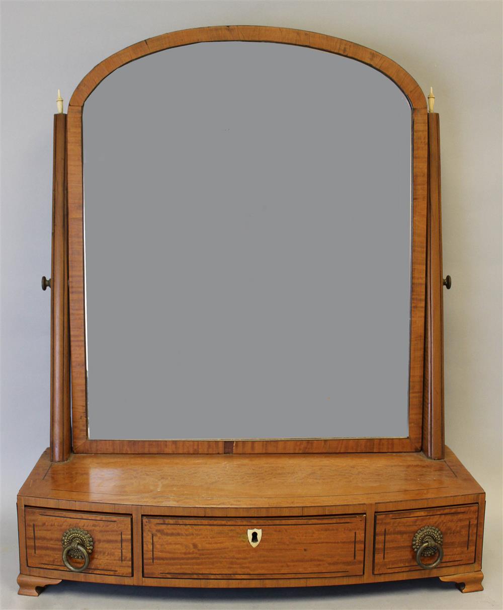 Appraisal: LATE GEORGE III INLAID SATINWOOD DRESSING MIRROR early th Century