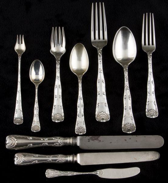 Appraisal: Tiffany Co Sterling Flatware Wave Edge pieces including blunt place