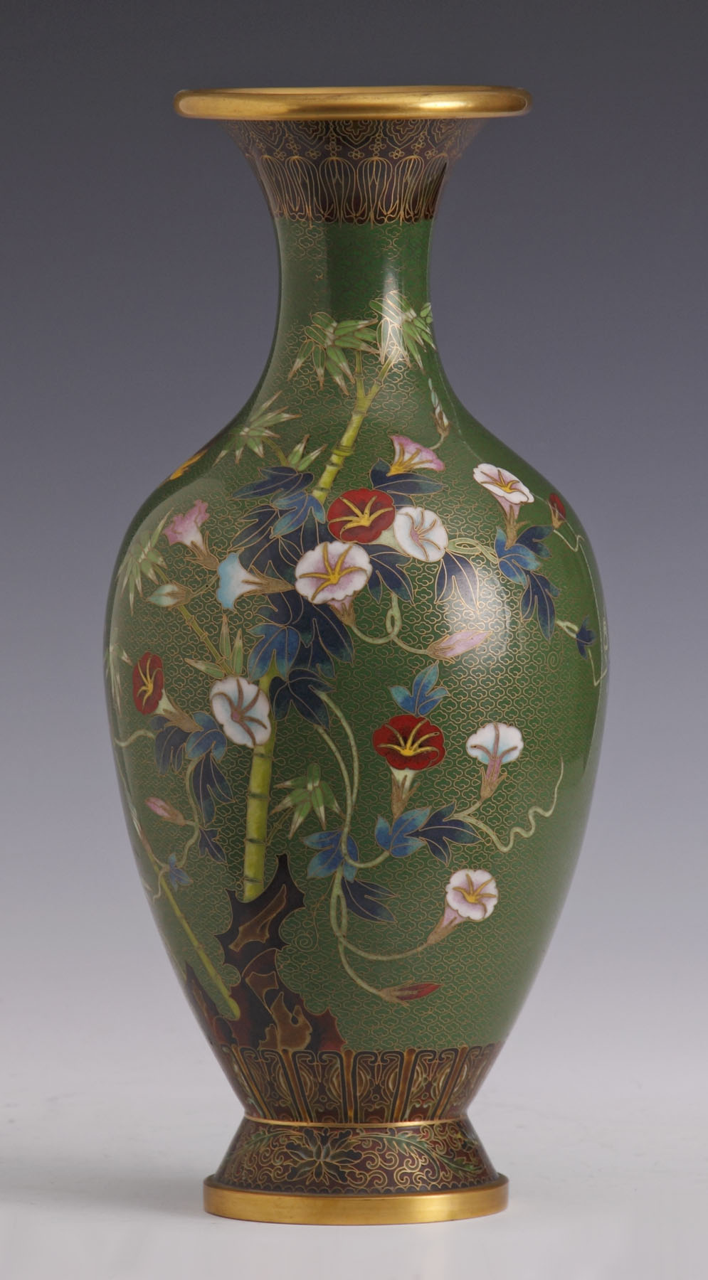 Appraisal: Cloisonne Vase Late th Early th Cent Morning glories bamboo