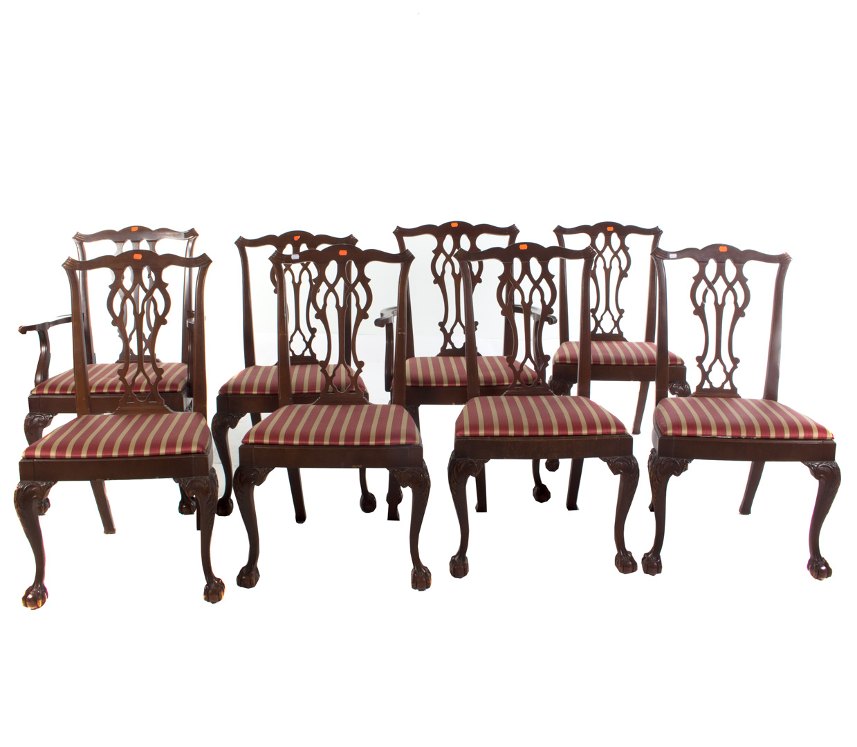 Appraisal: Set of Chippendale mahogany dining chairs pair of arms and