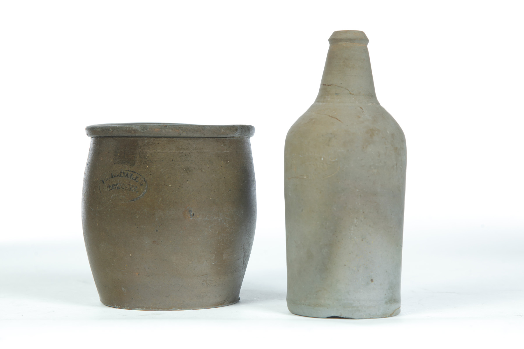 Appraisal: STONEWARE BOTTLE AND JAR BY UZIAH KENDALL CINCINNATI OHIO Second