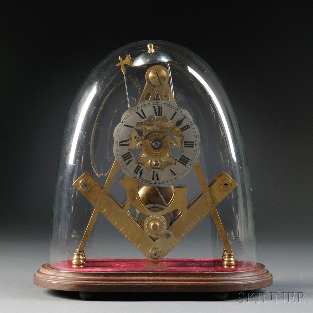 Appraisal: Masonic Fusee Skeleton Clock England last quarter of the th