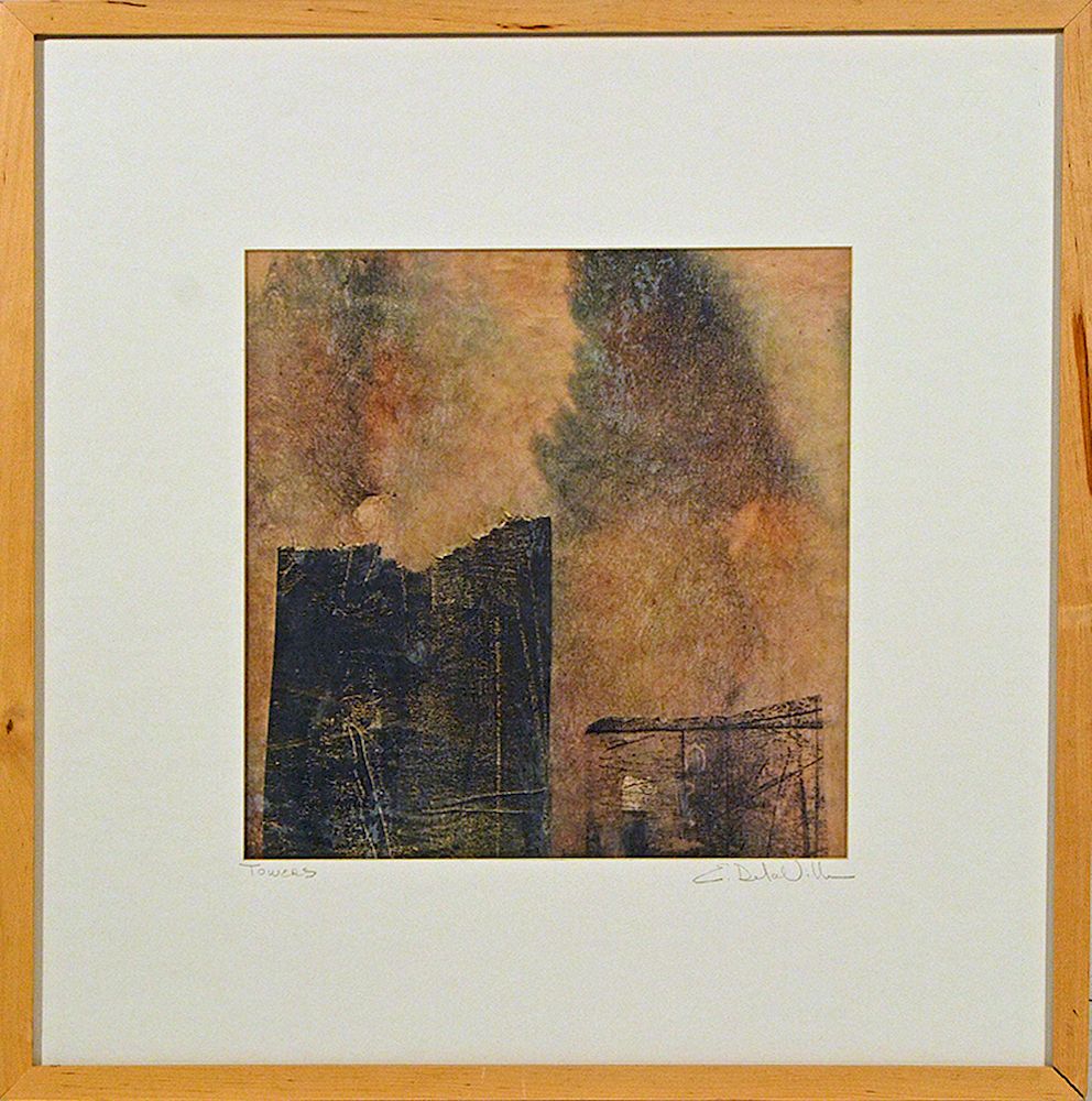 Appraisal: Elena Delaville th century mixed media on paper titled Towers