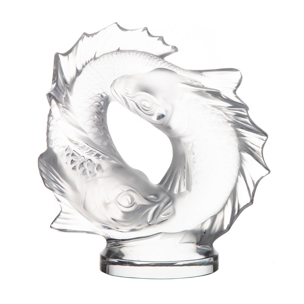 Appraisal: Lalique Crystal Deux Poissons Pair of entwined fish on circular