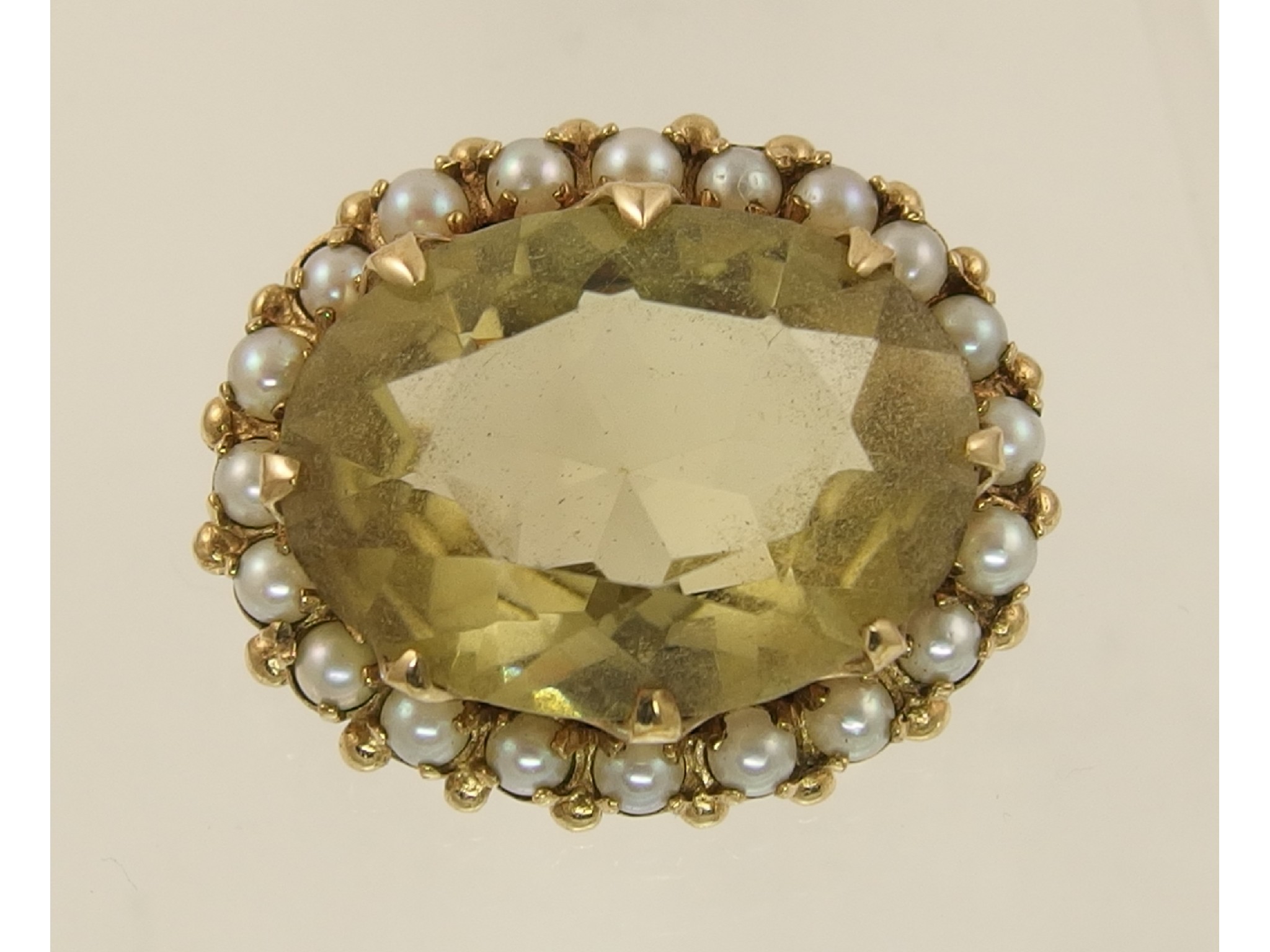 Appraisal: A ct citrine and pearl brooch