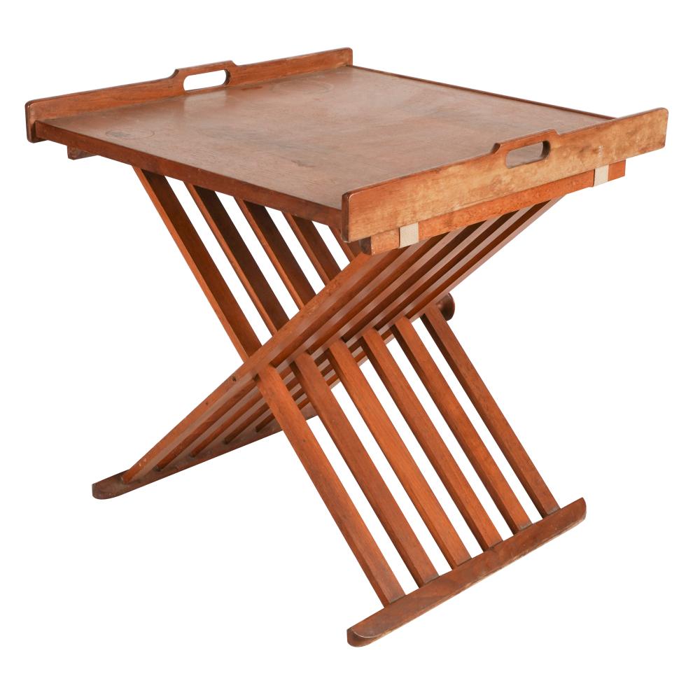 Appraisal: STEWART MACDOUGALL DREXEL FOLDING TRAY TABLEfrom the Declaration collection teak