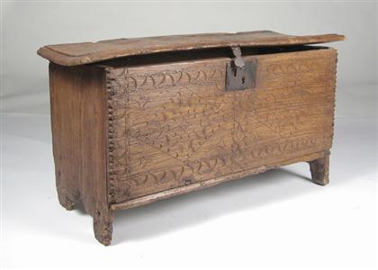 Appraisal: Continental provincial coffer Composed of some early elements the hinged