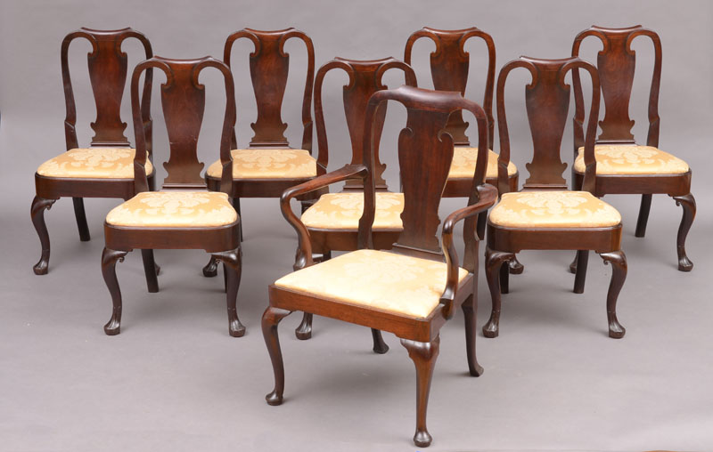 Appraisal: ASSEMBLED SET OF EIGHT GEORGE I MAHOGANY DINING CHAIRS Comprising