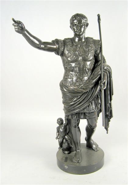 Appraisal: Patinated metal figure caesar Raised on a circular base H