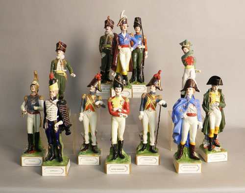 Appraisal: Twelve Italian porcelain military figures th c h