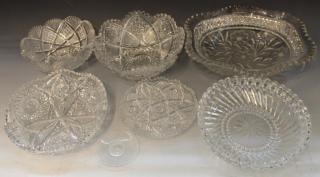 Appraisal: Cut Lead Crystal Serving Pieces Comprising a floral-cut and scallop-edge