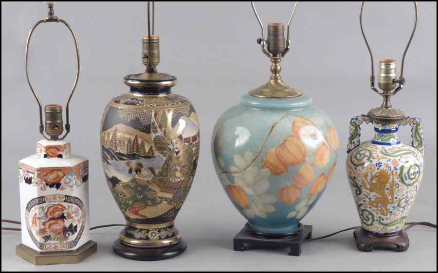 Appraisal: GROUP OF FOUR LAMPS Tallest '' Condition No Specific Condition