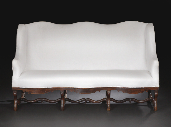 Appraisal: Regence-Style Fruitwood Sofa late th century the triple-domed padded back