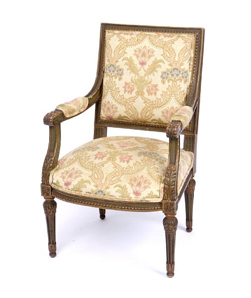 Appraisal: A pair of Louis XVI style giltwood fauteuils height in