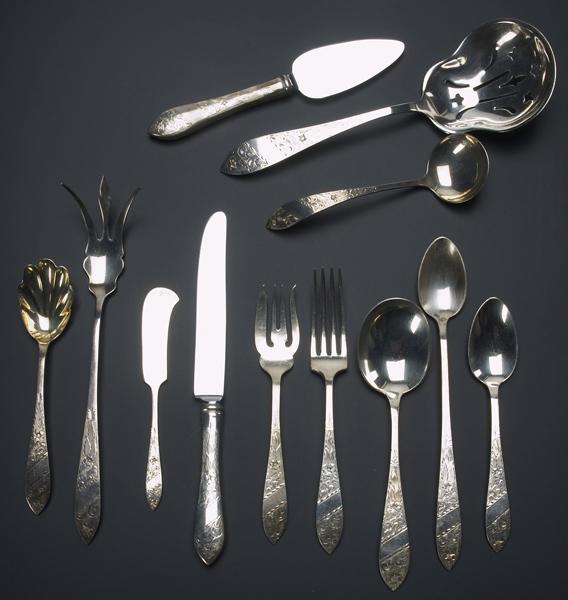 Appraisal: STERLING FLATWARE SERVICE Sixty-one-piece service for eight in an engraved