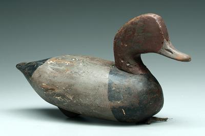 Appraisal: North Carolina redhead decoy original triangular weight attributed to Oscar