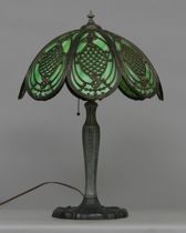 Appraisal: Table Lamp with Green Glass Shade circa Early Mid th