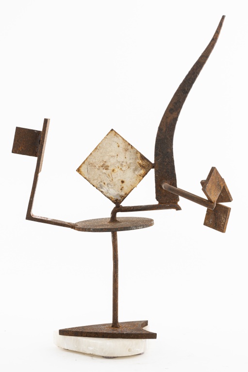 Appraisal: BRUTALIST MODERN ABSTRACT METAL SCULPTURE Brutalist Modern abstract mixed metal