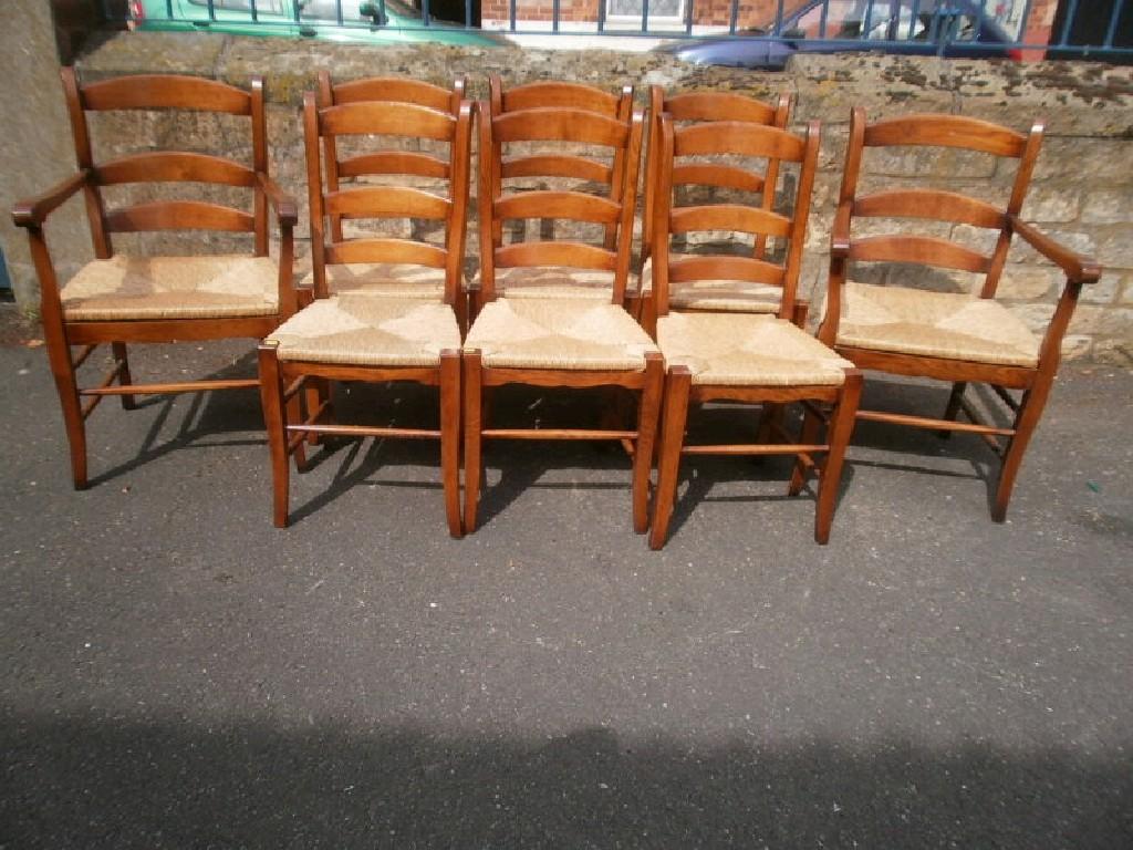 Appraisal: An oak refectory table on massive turned supports with central