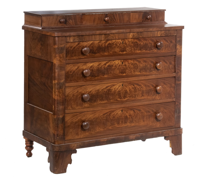 Appraisal: EMPIRE CHEST OF DRAWERS th c Flame Mahogany Veneered Empire