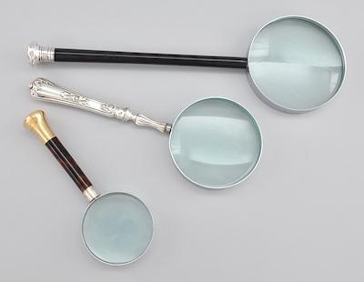 Appraisal: Three Magnifying Glasses with Decorative Handles including one by Adolphe