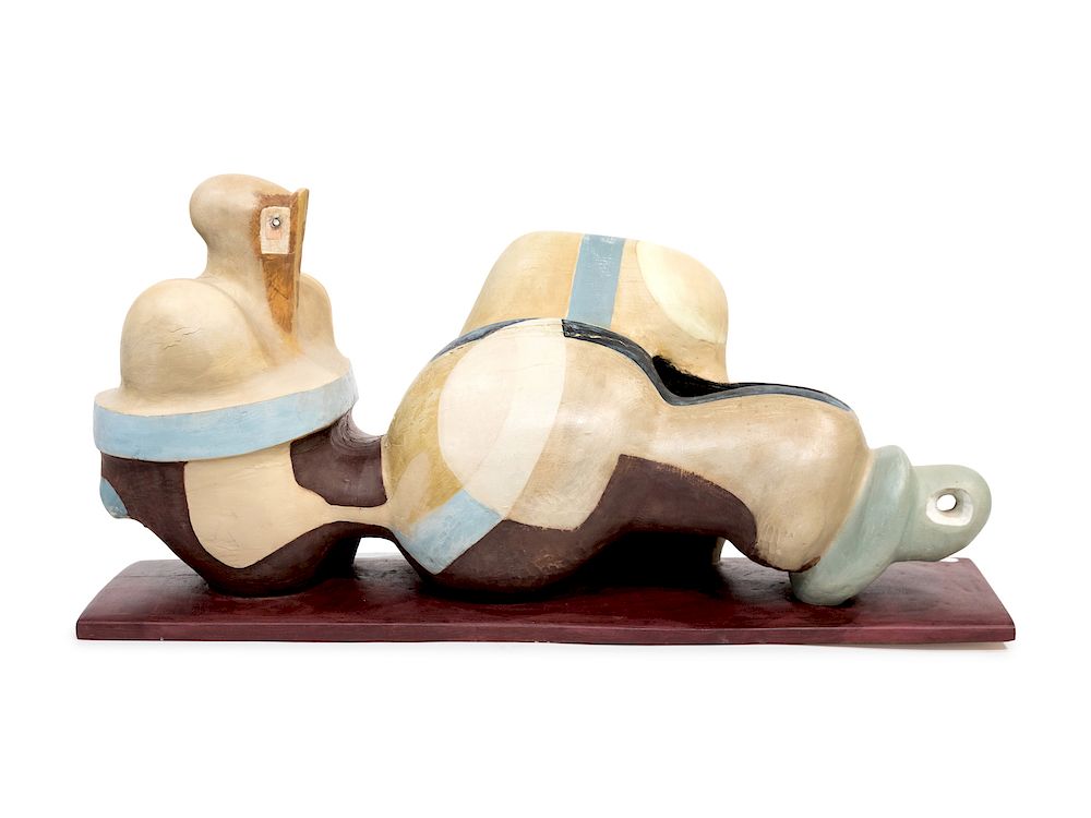 Appraisal: Kimo Minton Kimo Minton American b Untitled Reclining Figure Carved