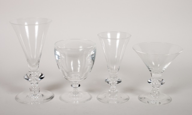 Appraisal: Steuben -piece partial glass wine stem service comprising Plain Goblets