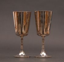 Appraisal: Pair of Sheffield Plate Toasting Goblets Pair of Sheffield plate